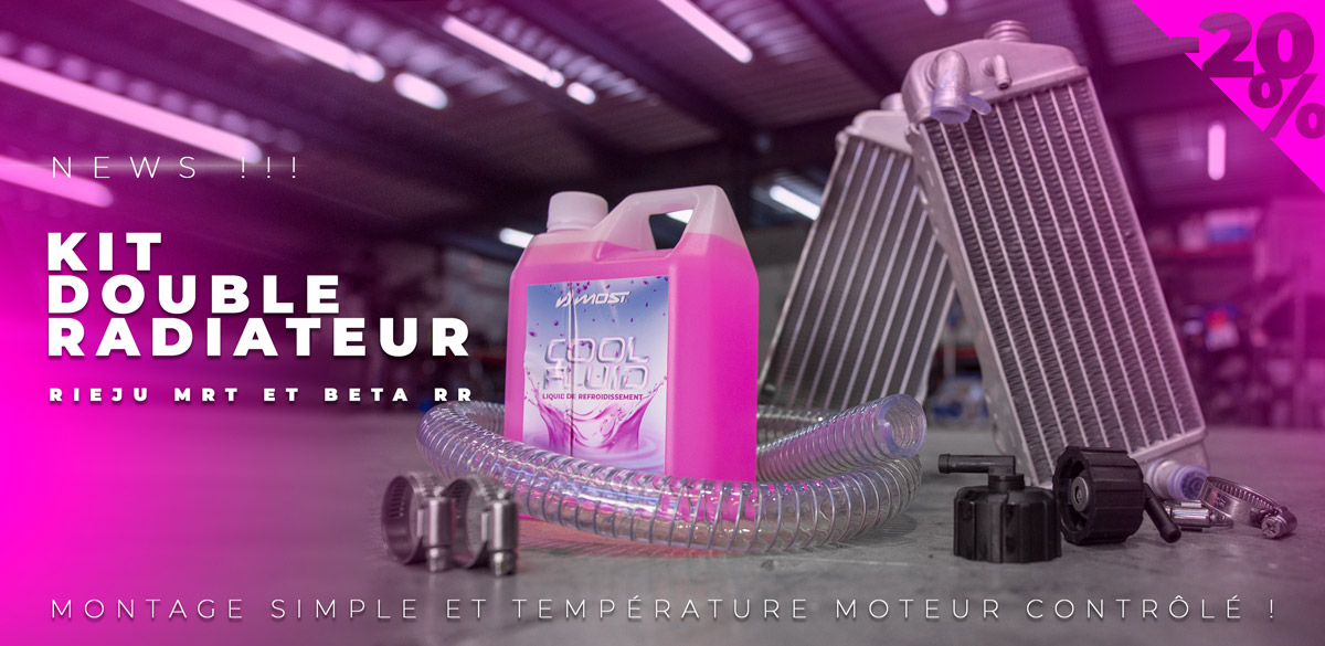 Image de présentation du kit double radiateur pour les motos à partir de 80cc Rieju MRT et Beta RR