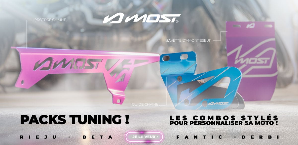 Image de présentation des packs d'accessoires tuning de la marque MOST racing pour toutes les motos 50cc