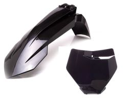 Pack guardabarros KTM 85 sx con careta KTM v1 negra