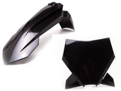 Pack guardabarros KTM 85 sx con careta KTM v2 negra