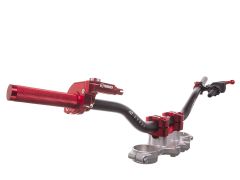 Pack guidon rouge moto 50cc (guidon, pontet, tirage rapide, levier d'embrayage)