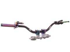 Pack guidon titane bleu moto 50cc v2 (guidon, pontet, tirage rapide, levier d'embrayage)