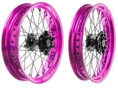 Jante avant et arrière complète Terzo cerclage rose moyeu noir