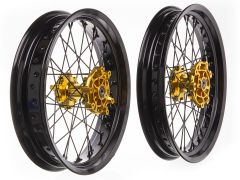 Jante avant et arrière complète Terzo cerclage noir moyeu Or