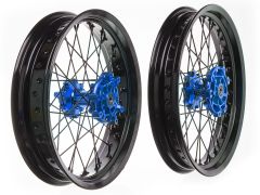 Jante avant et arrière complète Terzo cerclage noir moyeu bleu