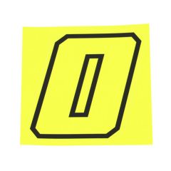 Autocollant numéro 0 jaune fluo et noir 10cm
