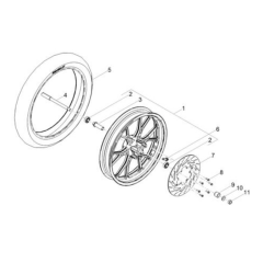 Éclaté roue avant origine Piaggio Gilera SMT 50 après 2011