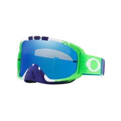 Masque Cross Oakley O Frame 2.0 MX Pinned Race bleu et vert écran iridium
