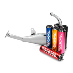 Pot d'échappement Voca chrome passage bas 50cc 70cc Derbi Gilera Aprilia