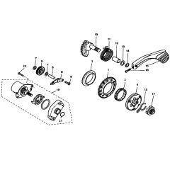 Eclaté moteur - kick et démarreur MBK Nitro