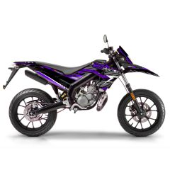 Kit de pegatinas Most V2 Derbi Gilera 50cc Euro 4 a partir de 2018 Lila con purpurina y cromado