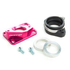 Pipe d'admission aluminium Most 30 à 34mm PWK AM6 et Derbi rose