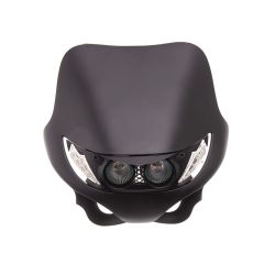 Plaque phare double optique halogène + led moto noir