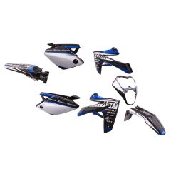 Kit carénage noir avec kit déco Scootfast bleu pailleté Rieju MRT