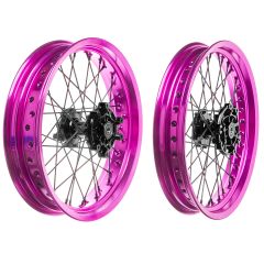 Jante avant et arrière complète Terzo cerclage rose moyeu noir
