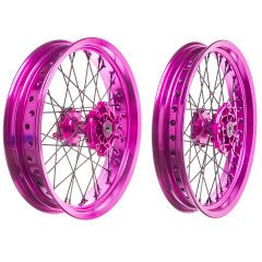 Llantas delantera y trasera de radios Terzo aro rosa buje rosa