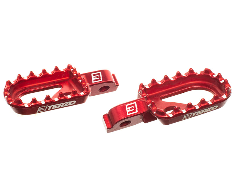 Repose pieds repliables type cross Terzo pour motos Beta 50cc RR et Track  en aluminium rouge