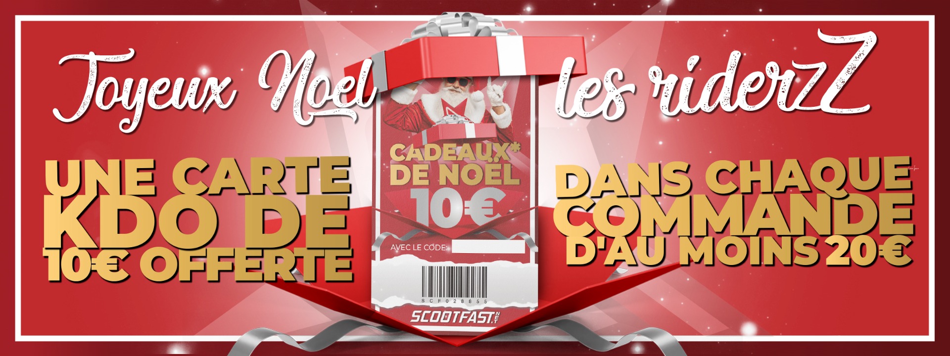 Visuel de présentation de la carte cadeau de 10€ offerte dans les colis Scootfast